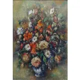 Paul-Elie Gernez, Grand Bouquet De Fleurs., Oil on Canvas "Grand Bouquet De Fleurs." Signed lower right, plaque on frame