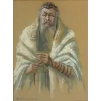 Max - Attributed Liebermann, Untitled, Pastel of a Rabbi with Tallit and Teffilin