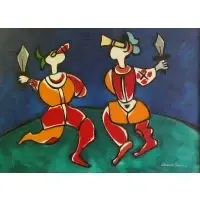 Gunnar Erman, Gunnar Erman, Swedish, 20th C. From a New Rochelle, NY home, 20th C. Oil on Canvas of Knights