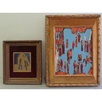 Nathaniel E Reich, Nathaniel E. Reich, American - New York, 20th century, Two Oils on Board of Modernist Figures