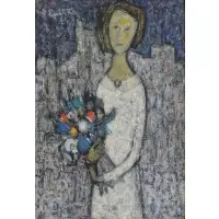 Ãuro. Oil on Canvas "Nevjesta" Pulitika, ??uro Pulitika, Croatian, 1922 - 2006