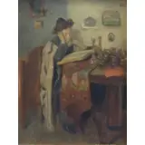 Otto Herschel, Untitled, Oil on Canvas of Rabbi Studying
