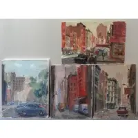 Anthony Springer, New York Street Scenes, 4 Oils on Canvas