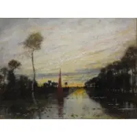 Karl Heffner, German, 1849 - 1925 by Karl Heffner, Oil on Canvas Landscape, sold May 2013