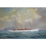 Antonio de Simone the Elder, S.Y. Erin, Gouache Portrait of the Yacht S.Y. Erin