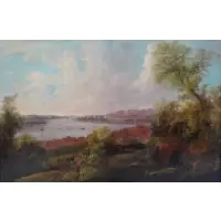 August Becker, Chatham Grounds Showing Docks and Fort Pitthill October 1845., Oil on Canvas