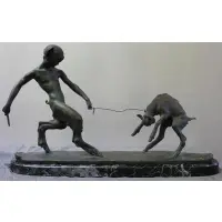 Ary Bitter, Untitled, Bronze of a Faun and Deer
