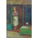 Alexander Minewski, Alexander Minewski, American - New York, 1917 - 1979, 1946 Oil/Canvas of Shopkeeper Signed and dated lower right