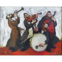 Adolf Adler, Quartet., Oil on Canvas "Quartet." Signed in Hebrew lower left