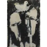 Bernard Lorjou, Bernard Lorjou, French, 1908 - 1986, Gouache of Two Figures and a Bird Signed lower center