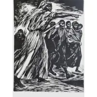 Harriet. by Elizabeth Catlett, Linocut "Harriet." Pencil signed and dated 1975 lower right and numbered 18/20 lower left, sold Apr 2013