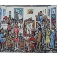 Wilson Bigaud, Haitian, 1931 - 2010 by Wilson Bigaud, Oil on Canvas Marriage Scene, sold Apr 2013