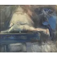 Andrew Turner, Andrew Turner, African-American, 1944 - 2001, Oil on Canvasboard of a Pool Player