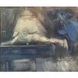 Andrew Turner, Andrew Turner, African-American, 1944 - 2001, Oil on Canvasboard of a Pool Player
