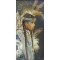 Deanna Matteson, Dancing Feathers., Oil on Panel "Dancing Feathers." Portrait of a Native American girl