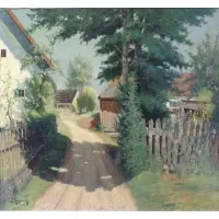 Jakob Koganowsky, Jakob Koganowsky, Austrian, 1874 - 1926, Oil on Canvasboard of a Country Path in Spring