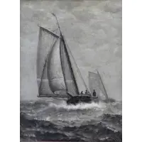 James Gale Tyler, James Gale Tyler, American, 1855 - 1931, Oil on Canvas of Ship at Sea