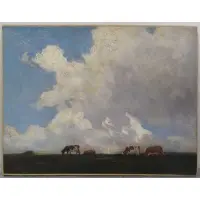 Charles Emile Heil, Charles Emile Heil, American - Boston, 1870 - 1950, Oil/Canvas of Cows in Pasture Signed lower right