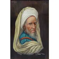 Emile Marin, ??mile Marin, French, 1876 - 1940, Oil on Panel Orientalist Portrait of a Man