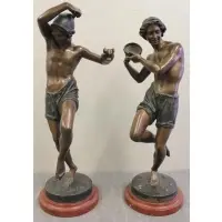 Francisque Joseph Duret, One figure playing castanets and the other a tambourine, 2 Bronze Dancers