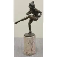 On a marble base by Adolph Muller-Crefeld, Bronze of Dancing Girl, sold Apr 2013