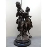 Auguste Louise Mathurin Moreau, Louis August Mathurin Moreau, French, 1834 - 1917, Bronze Figural Grouping as a Lamp