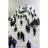 Rafael Scorbiac, Contemporary Terracotta Grouping of People on a Stairway, 4 additional figures glued to rear interior of sculpture