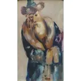 Ilya Schor, Unsigned, Gouache of a Rabbi