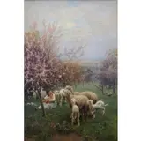 Luigi Chialiva, Springtime., Oil on Canvas "Springtime." Signed lower left