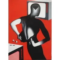 Mark Kostabi, Show Me the Way., Oil on Canvas "Show Me the Way." Signed upper right and dated 1987