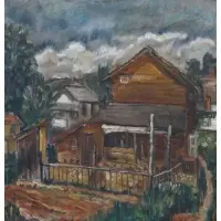 Eugene Ludins, In a Heydenryk frame, Oil on Canvas of a House