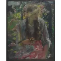 Walter Otto Beck, Untitled, Pastel of a Beauty in a Garden