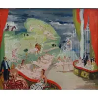 Jean de Botton, Ballet Francais Le diable a La Rose., Oil on Panel "Ballet Francais Le diable a La Rose." Signed lower right
