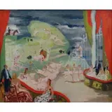 Jean de Botton, Ballet Francais Le diable a La Rose., Oil on Panel "Ballet Francais Le diable a La Rose." Signed lower right