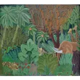 Jean-Robert Philippe-Auguste, Jean-Robert Philippe-Auguste, Haitian, 20th century, Oil/Masonite of Jungle Animals