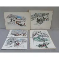 Barbara Latham, Untitled, 5 Winter Scene Watercolors