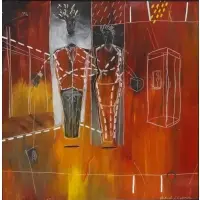 Michael Lotenero, Surreal Figures, Modernist Oil on Board