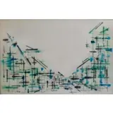 Malcolm Edgar Case, Malcom Edgar Case, American, 20th century, Abstract Cityscape Watercolor Signed lower left