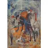 Luciano Spazzali, Cavagliere., Oil & Encaustic on Masonite