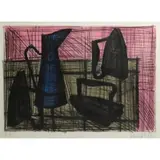 Bernard Buffet, Untitled, Lithograph Still Life with Pitcher & Irons