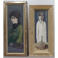 Untitled by Marcello Boccacci, 2 Oils on Board of Figures, sold Feb 2013