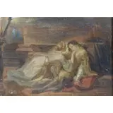 Mihály Munkácsy, Possibly a study for a larger work, 19th C. Allegorical Oil on Canvas of Figures