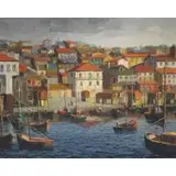 Jack Prudnik, Jack Prudnik, American, b, Oil on Canvas of a Coastal Town