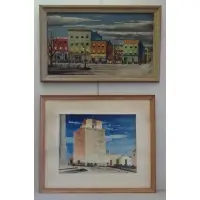 Salvator La Susa, Two Works, Oil on canvas street scene, signed lower right