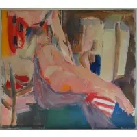 Stephen Ettinger, Large O/C of a Reclining Nude with Figure