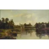 Frederick Hines, The Great Marlow on the Thames., Oil on Canvas "The Great Marlow on the Thames." Signed lower right