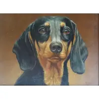 Old Christie's label verso by Percival Leonard Rosseau, Oil on Panel Portrait of a Dog, sold Jan 2013