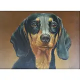 Old Christie's label verso by Percival Leonard Rosseau, Oil on Panel Portrait of a Dog, sold Jan 2013