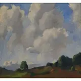 Gertrude McKim Whiting, A beautiful and large landscape of clouds and hills, Oil on Canvas Landscape