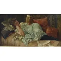 Fabio Cipolla, Fabio Cipolla, Italian, 1852 - 1935, Oil on Canvas of Reclining Woman